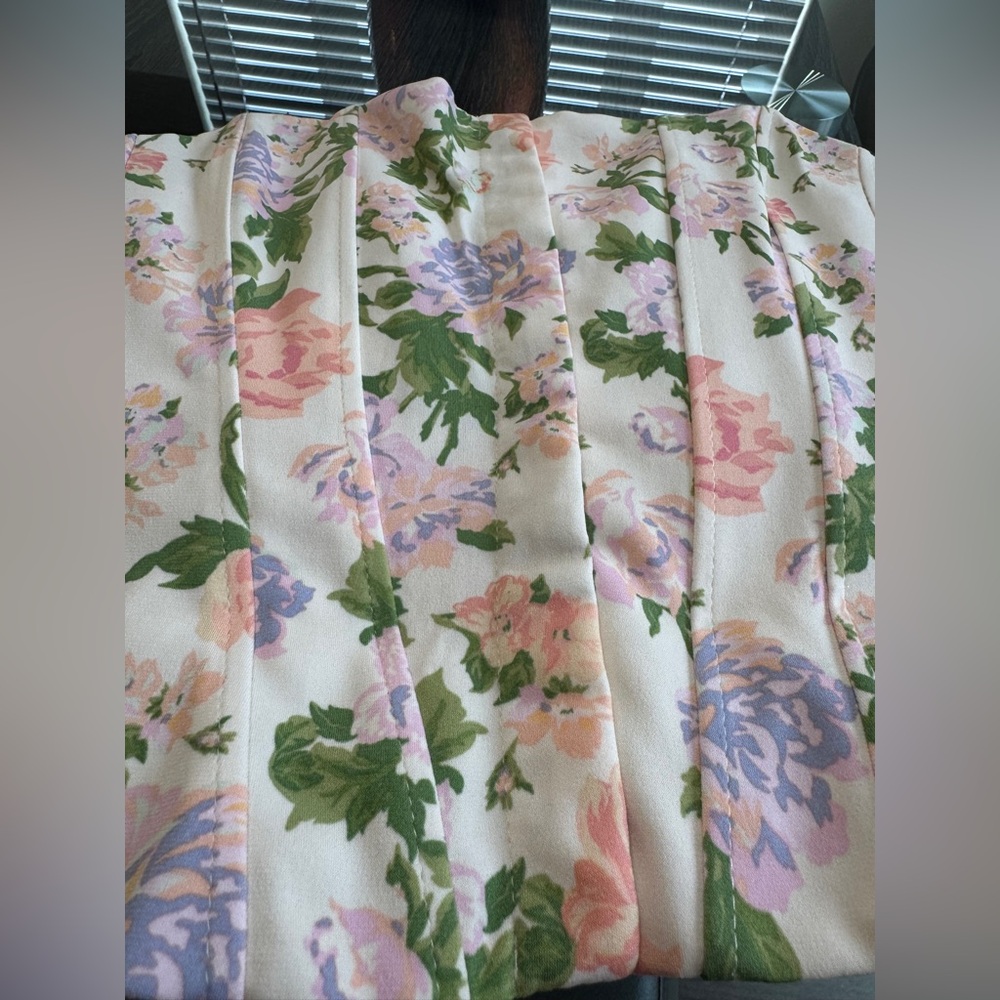Zara Floral Strapless Corset Top in Pink with Green Accents - Picture 16 of 16